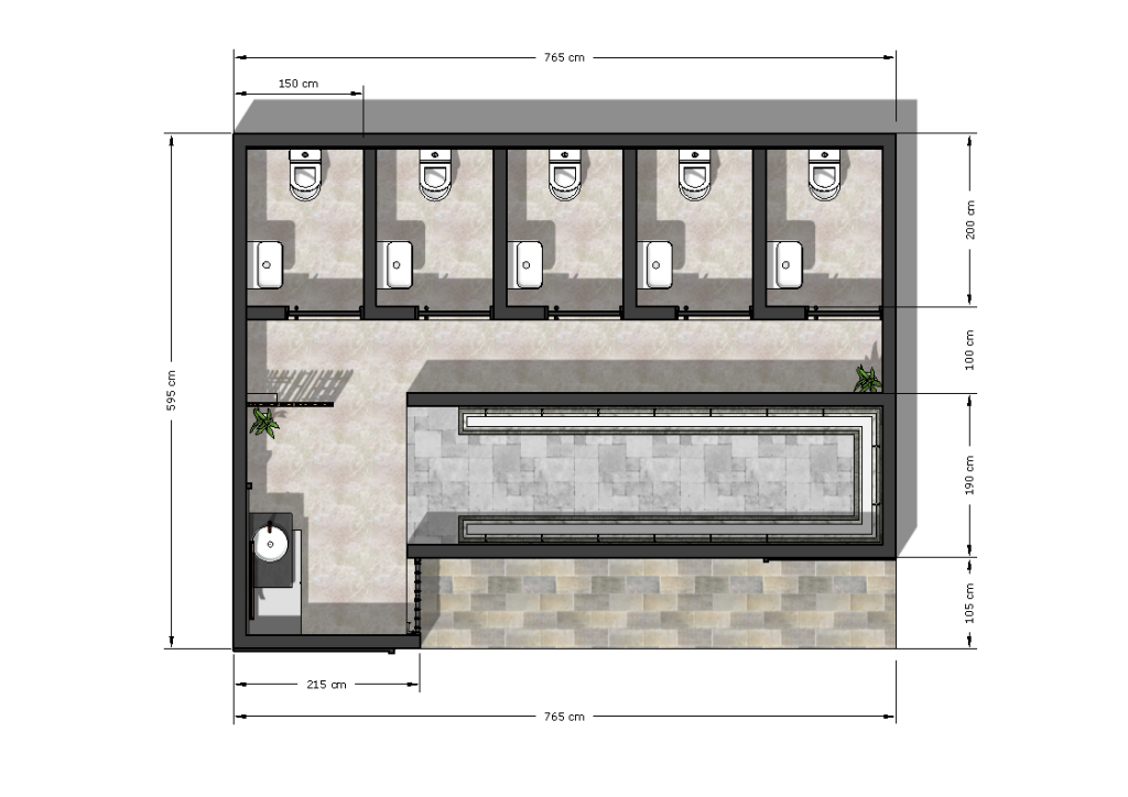 Hasil desain toilet dan tempat wudhu masjid